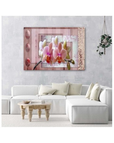 Wandbild für Wohnzimmer - Rosa Vintage-Orchidee | Feeby