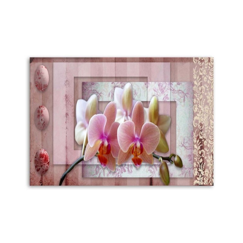 Wandbild für Wohnzimmer - Rosa Vintage-Orchidee | Feeby