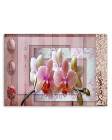 Wandbild für Wohnzimmer - Rosa Vintage-Orchidee | Feeby