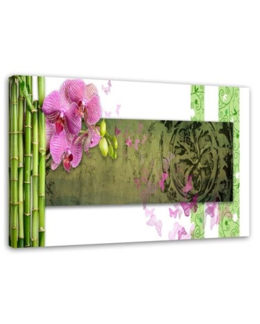 Orchid and bamboos abstract - Modern painting for living room | FEEBY
