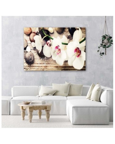 Leinwandbild - Weiße Zen-Orchideen | Feeby