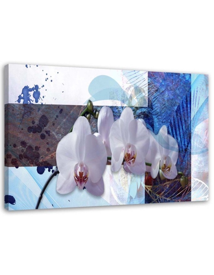 Wandbild für Wohnzimmer - Blaues Orchideenarrangement | Feeby