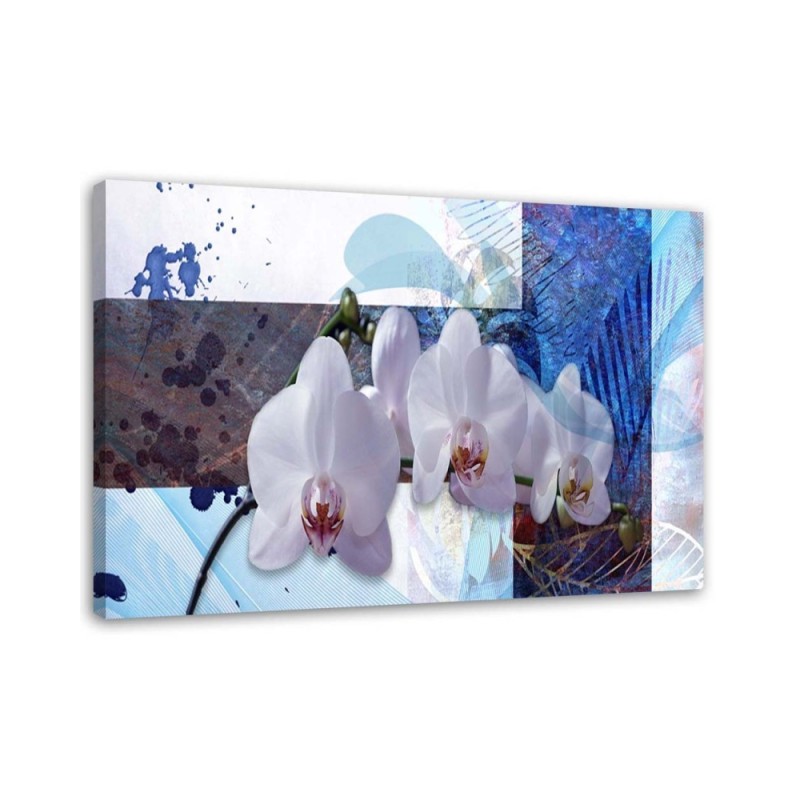 Wandbild für Wohnzimmer - Blaues Orchideenarrangement | Feeby
