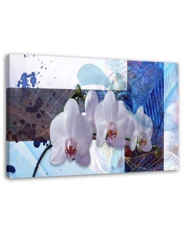 Wandbild für Wohnzimmer - Blaues Orchideenarrangement | Feeby