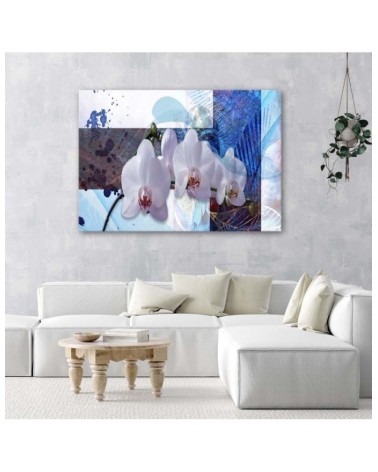 Wandbild für Wohnzimmer - Blaues Orchideenarrangement | Feeby