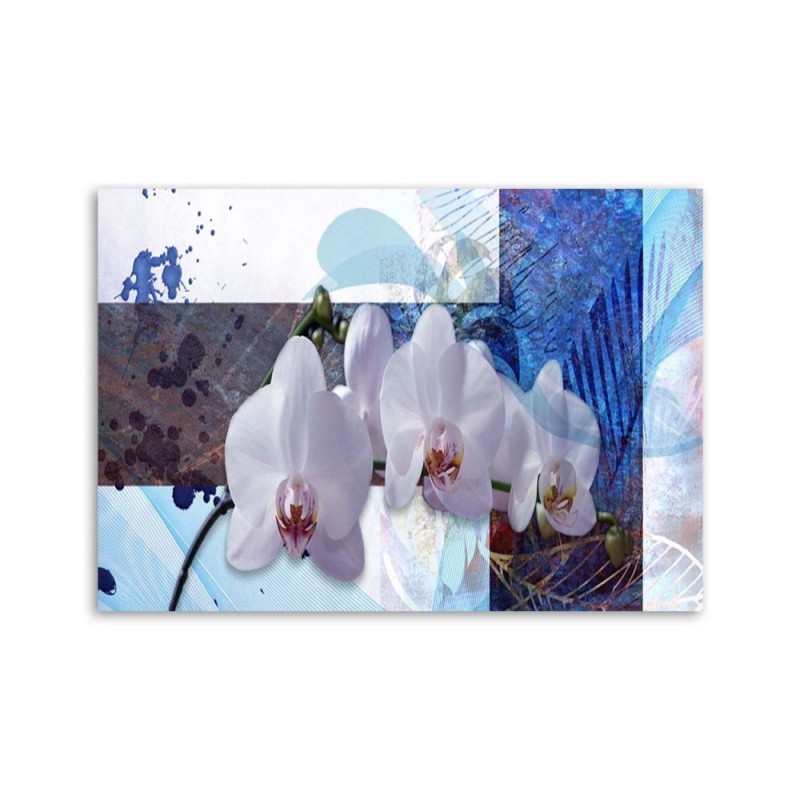 Wandbild für Wohnzimmer - Blaues Orchideenarrangement | Feeby
