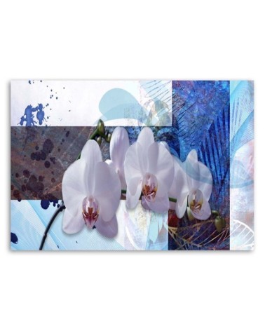 Wandbild für Wohnzimmer - Blaues Orchideenarrangement | Feeby