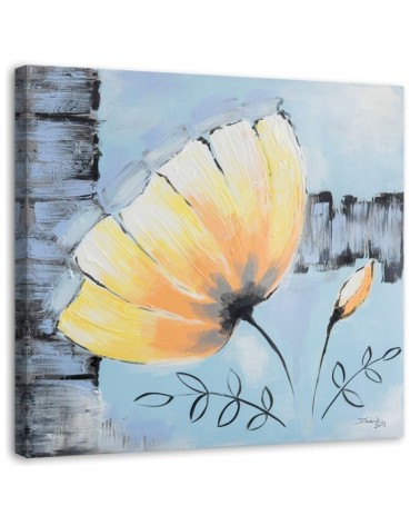 Canvas prints as hand-painted - Yellow flower shabby chic | FEEBY