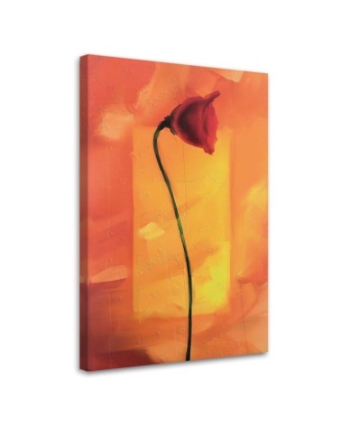 Lone poppy flower - Modern Canvas painting for living room | FEEBY