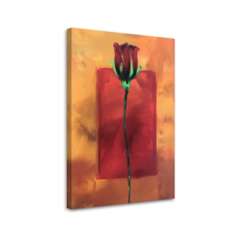 Modernes Wandbild - Rote Rose als Handbemalung | Feeby