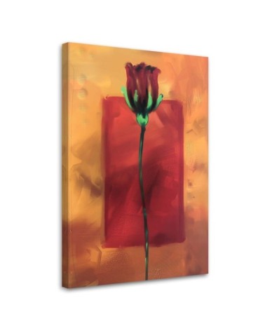 Modernes Wandbild - Rote Rose als Handbemalung | Feeby