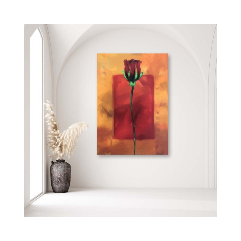 Modernes Wandbild - Rote Rose als Handbemalung | Feeby