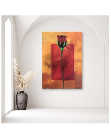 Modernes Wandbild - Rote Rose als Handbemalung | Feeby