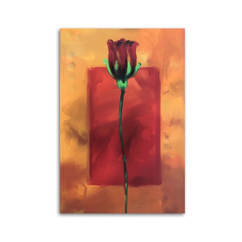 Modernes Wandbild - Rote Rose als Handbemalung | Feeby