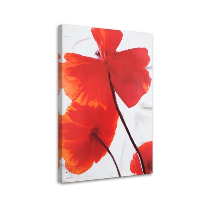 Leinwandbild - Rote Mohnblumen auf hellem Hintergrund | Feeby
