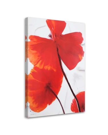 Leinwandbild - Rote Mohnblumen auf hellem Hintergrund | Feeby