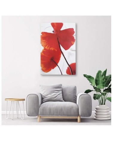 Leinwandbild - Rote Mohnblumen auf hellem Hintergrund | Feeby