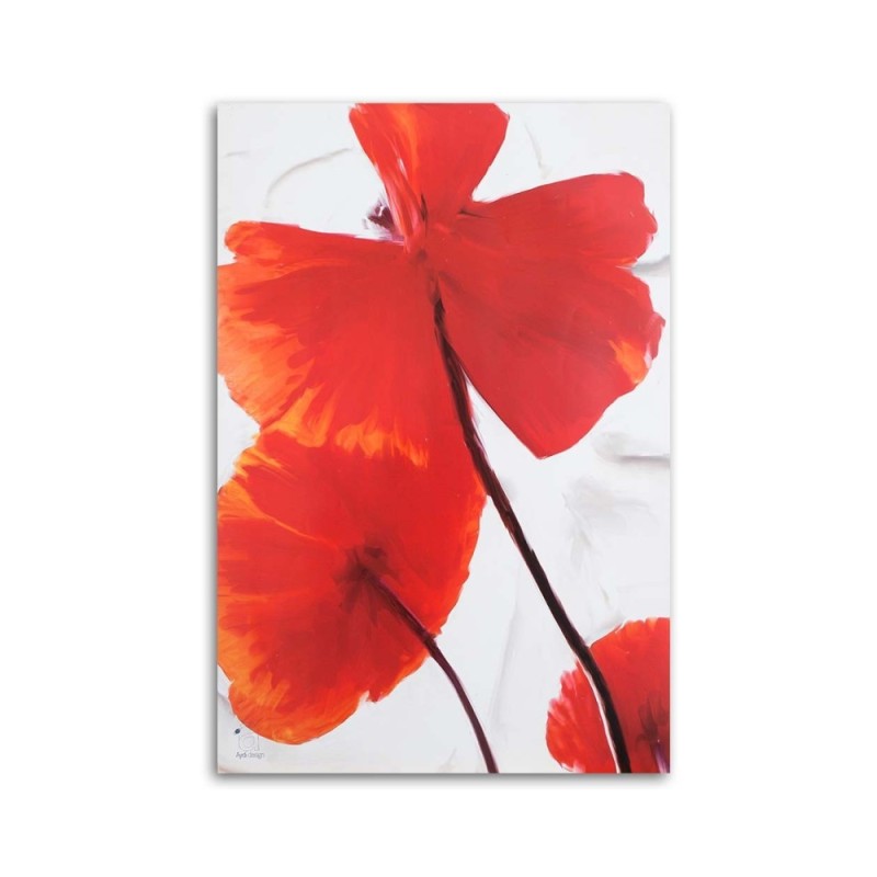 Leinwandbild - Rote Mohnblumen auf hellem Hintergrund | Feeby