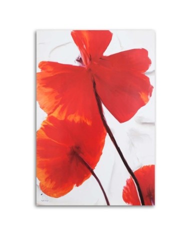 Leinwandbild - Rote Mohnblumen auf hellem Hintergrund | Feeby