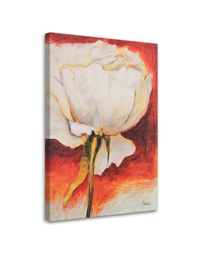 Modernes Wandbild - Weiße Pfingstrose - handbemalt | Feeby