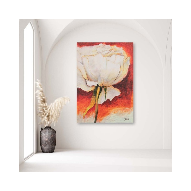 Modernes Wandbild - Weiße Pfingstrose - handbemalt | Feeby