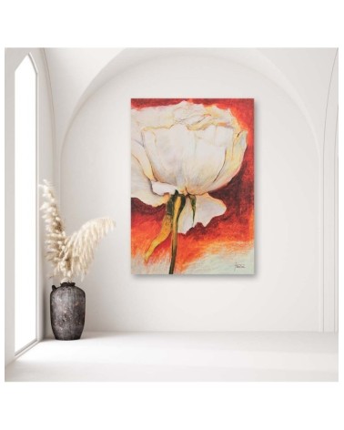 Modernes Wandbild - Weiße Pfingstrose - handbemalt | Feeby