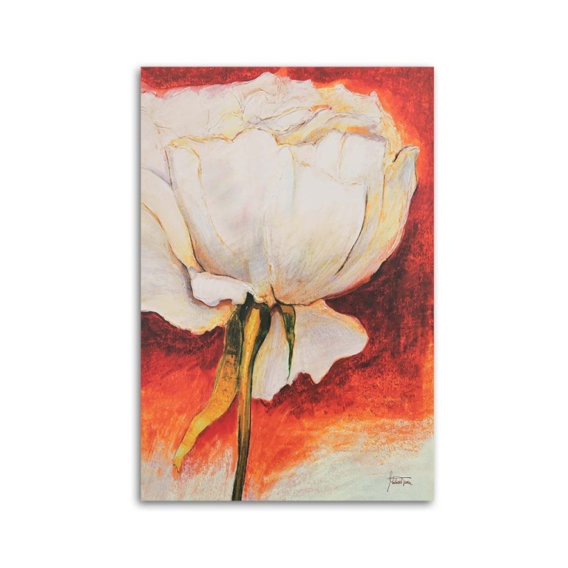 Modernes Wandbild - Weiße Pfingstrose - handbemalt | Feeby