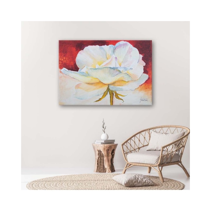 Dekoratives Leinwandbild - Weiße Pfingstrose | Feeby