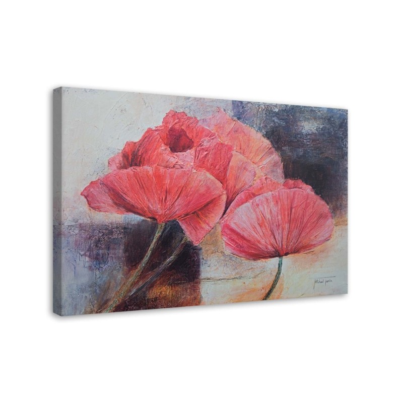 Leinwandbild - Rote Mohnblumen wie ein Ölgemälde | Feeby
