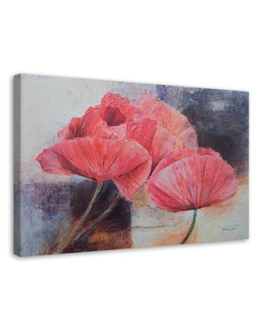 Leinwandbild - Rote Mohnblumen wie ein Ölgemälde | Feeby