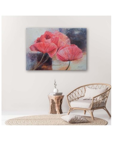 Leinwandbild - Rote Mohnblumen wie ein Ölgemälde | Feeby