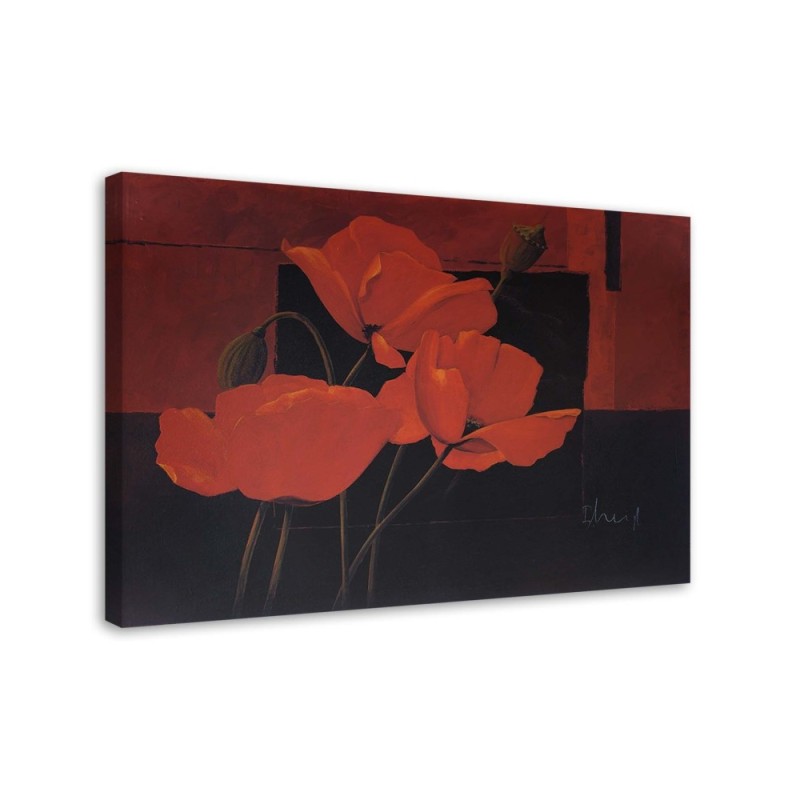 Leinwandbild - Rote Mohnblumen auf dem Feld | Feeby