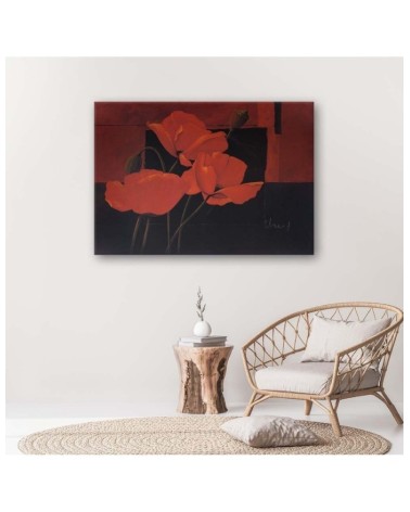 Leinwandbild - Rote Mohnblumen auf dem Feld | Feeby