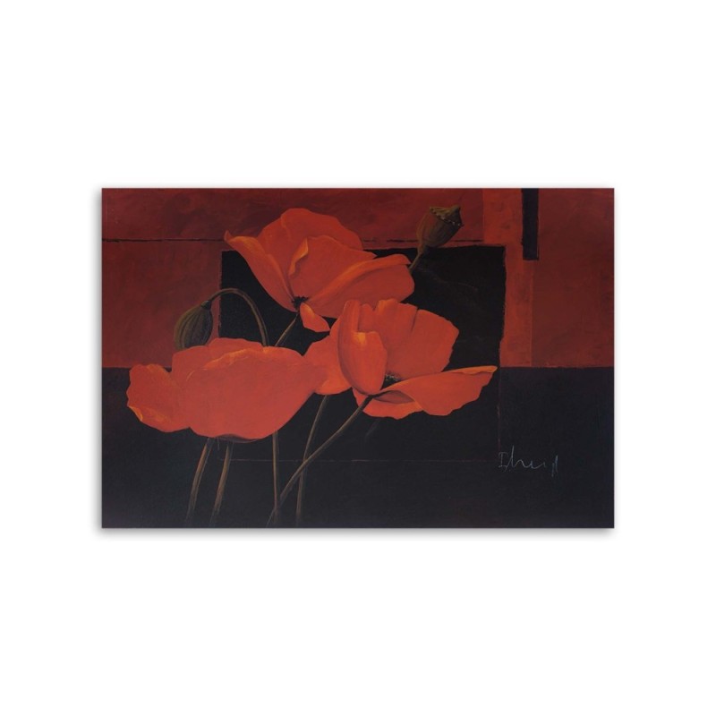 Leinwandbild - Rote Mohnblumen auf dem Feld | Feeby