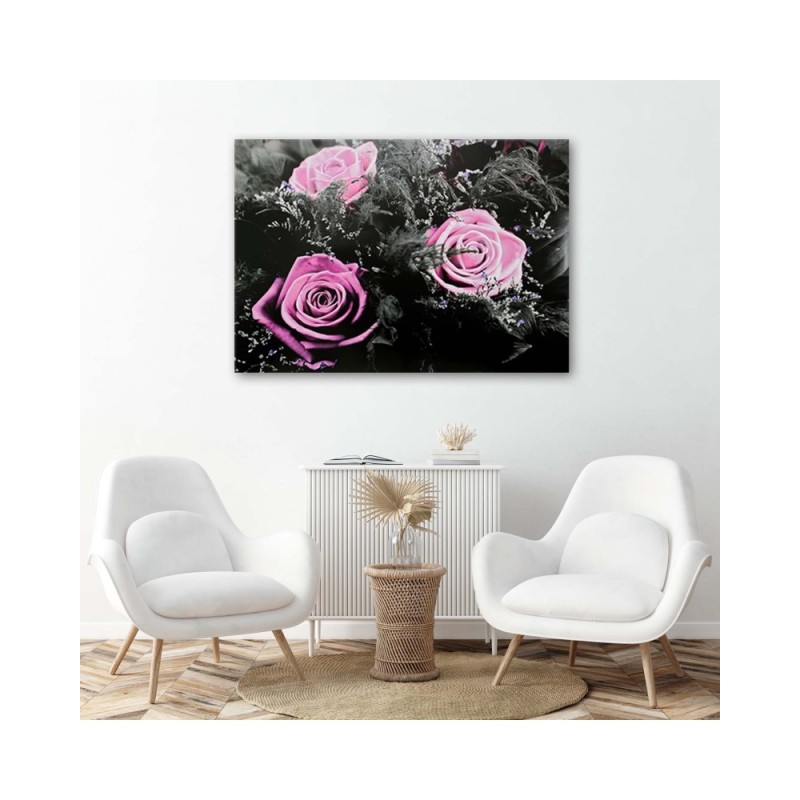 Leinwandbild - Rosa Rosen in einem geheimen Garten | Feeby