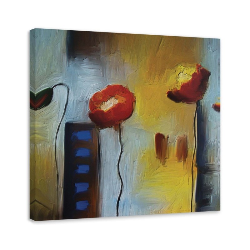 Bild auf Leinwand - Zwei orangefarbene Mohnblumen | Feeby