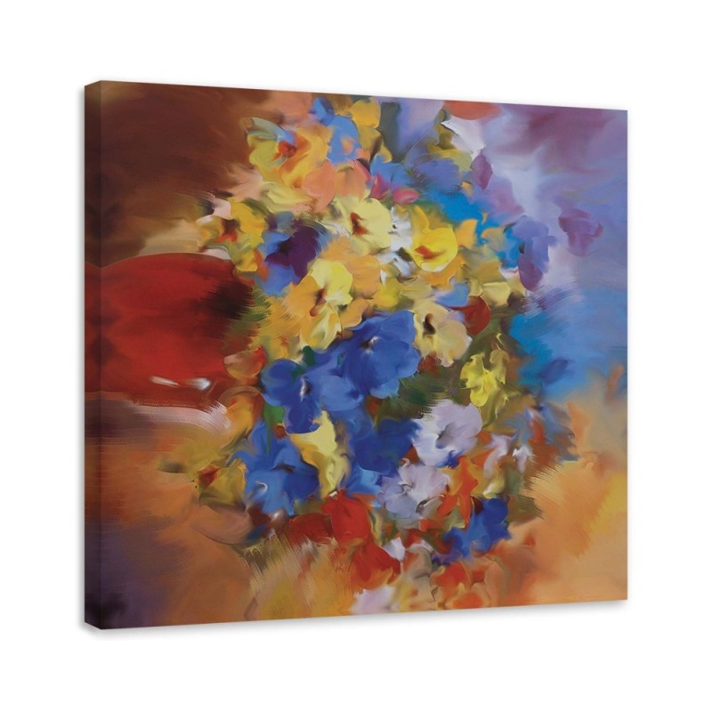 Leinwandbild - Bunte Blumen auf einer Wiese | Feeby