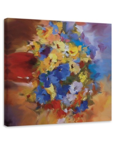 Leinwandbild - Bunte Blumen auf einer Wiese | Feeby