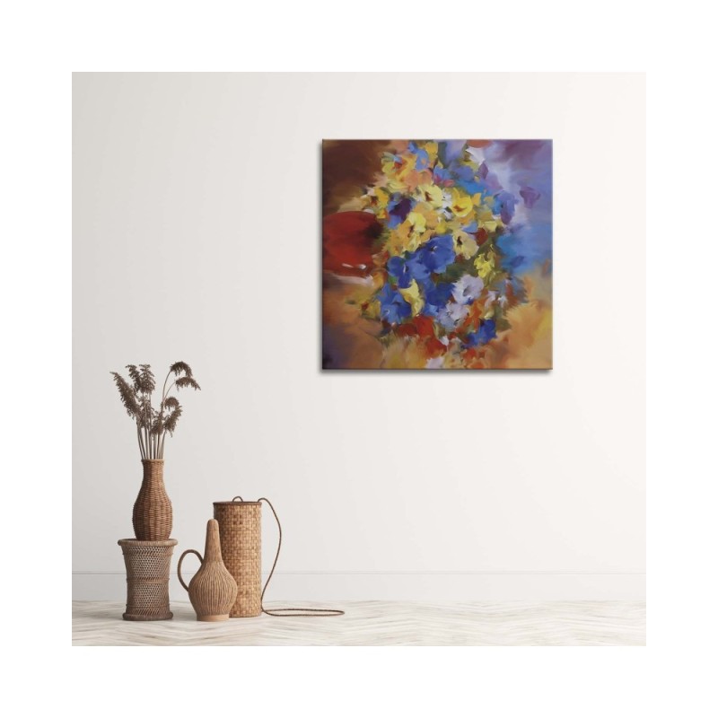 Leinwandbild - Bunte Blumen auf einer Wiese | Feeby