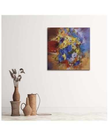 Leinwandbild - Bunte Blumen auf einer Wiese | Feeby