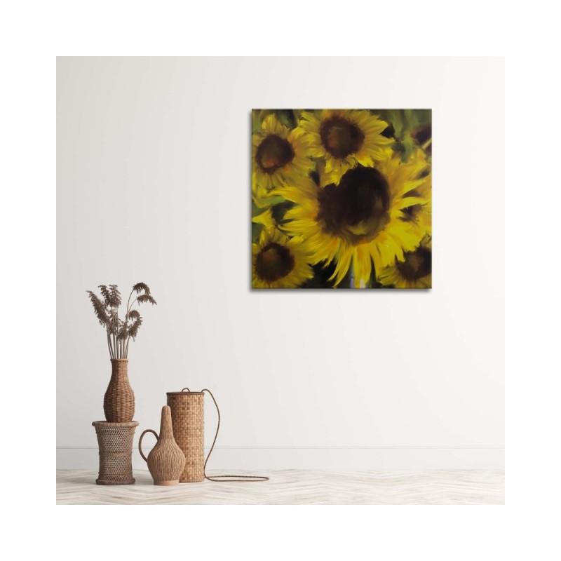 Leinwandbild - Blumenstrauß aus gelben Sonnenblumen | Feeby