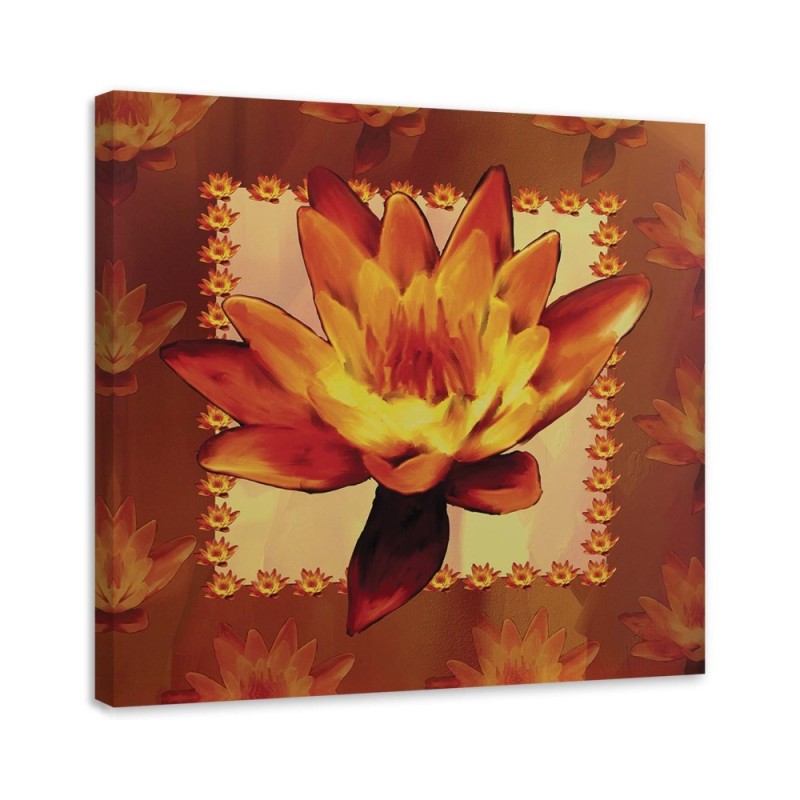 Modernes Wandbild - Seerose auf orangefarbenem Hintergrund | Feeby