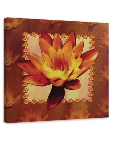 Modernes Wandbild - Seerose auf orangefarbenem Hintergrund | Feeby