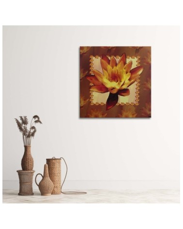 Modernes Wandbild - Seerose auf orangefarbenem Hintergrund | Feeby