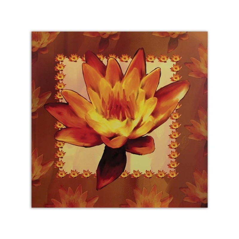 Modernes Wandbild - Seerose auf orangefarbenem Hintergrund | Feeby