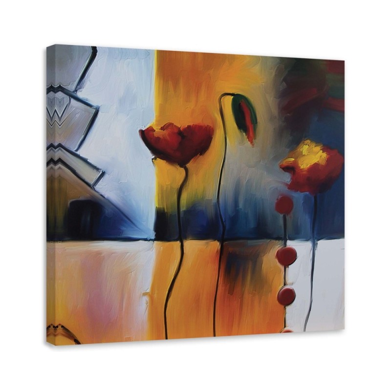 Leinwanddruck - Zwei Mohnblumen und eine Knospe | Feeby