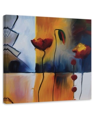 Leinwanddruck - Zwei Mohnblumen und eine Knospe | Feeby