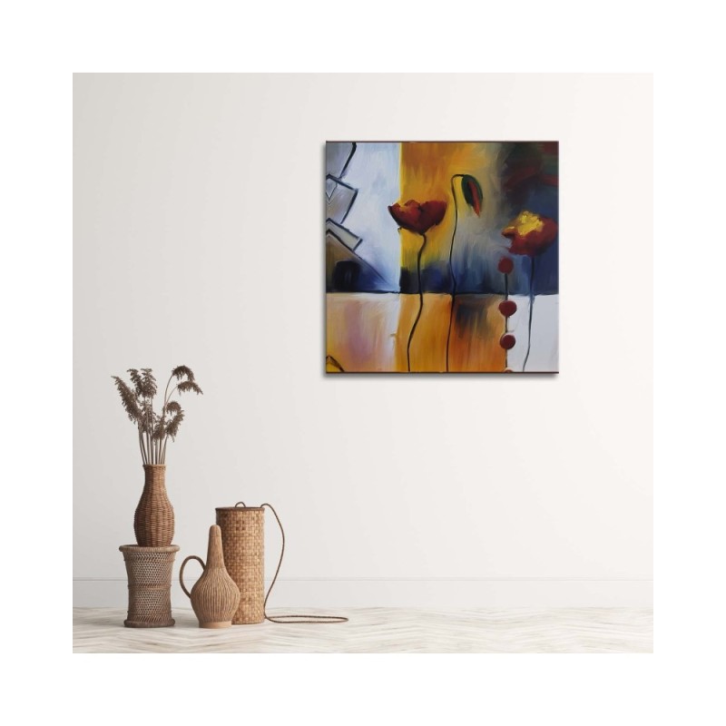 Leinwanddruck - Zwei Mohnblumen und eine Knospe | Feeby