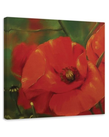 Wandbild für Wohnzimmer - Rote Mohnblumen auf einer Wiese | Feeby