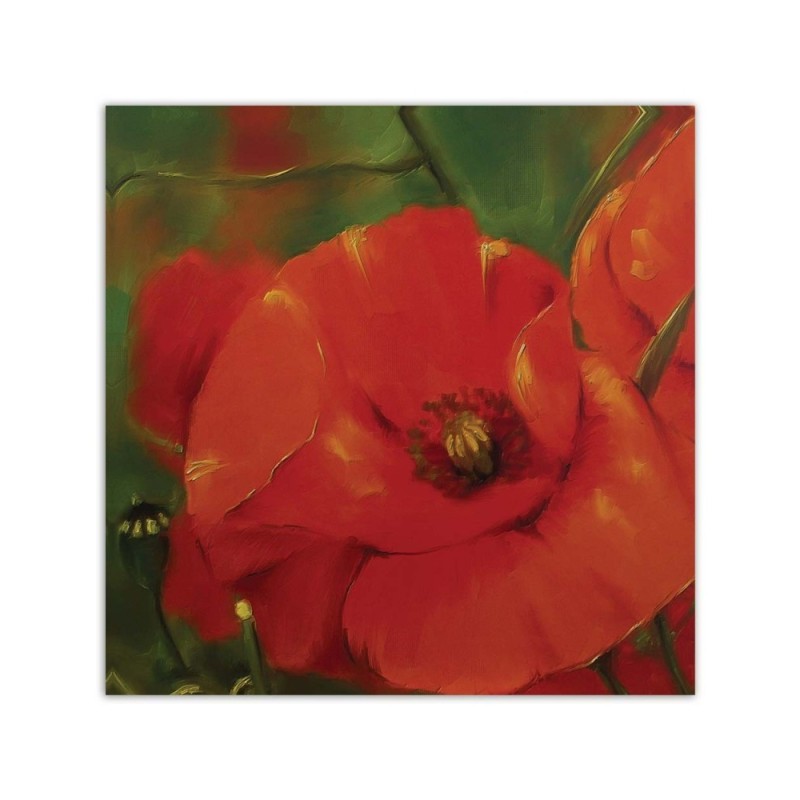 Wandbild für Wohnzimmer - Rote Mohnblumen auf einer Wiese | Feeby